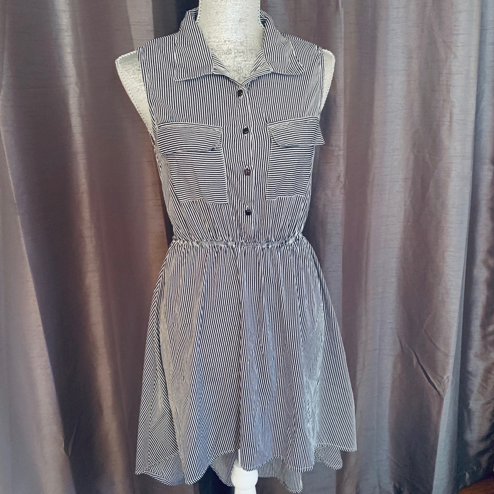 Striped Asymmetrical Button Down Dress